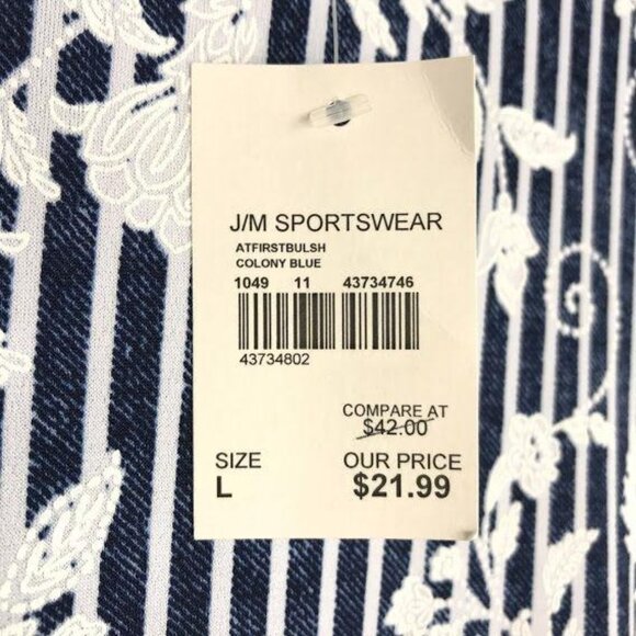 NWT Cato L Blue Tunic Blouse 3/4 Sleeve Floral Vertical Stripe Asymmetrical Hem - Picture 9 of 12